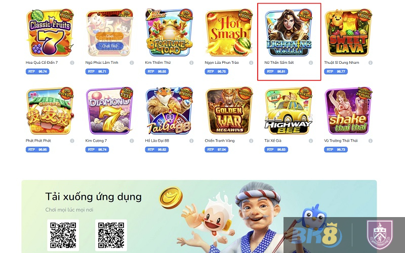 Top Game Slot dễ trúng tại BK8 không nên bỏ qua 3 Nữ Thần Sấm Sét